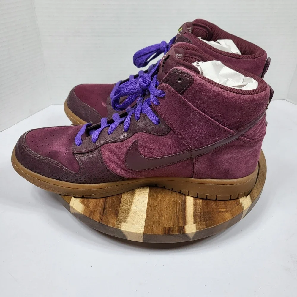 Nike Mens Dunk High Premium Red Oxide Purple Safari Vintage 2008 Suede Size 10.5